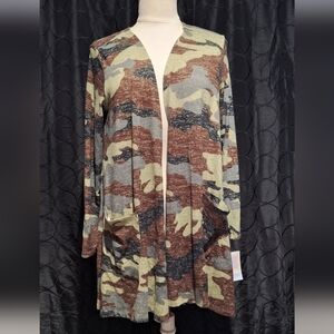 LuLaRoe Camouflage Sweater - Green, Brown, Black